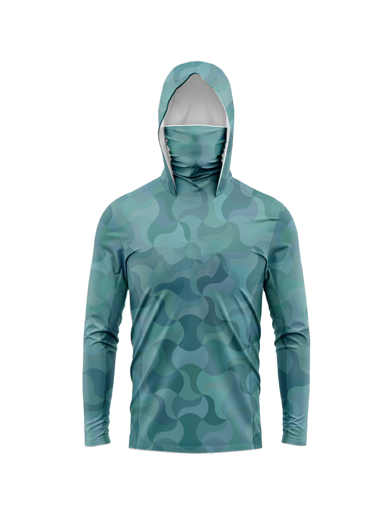 Dark Cyan Terrain Line Camo Me - đánh giá và giá Fishing Hoodie