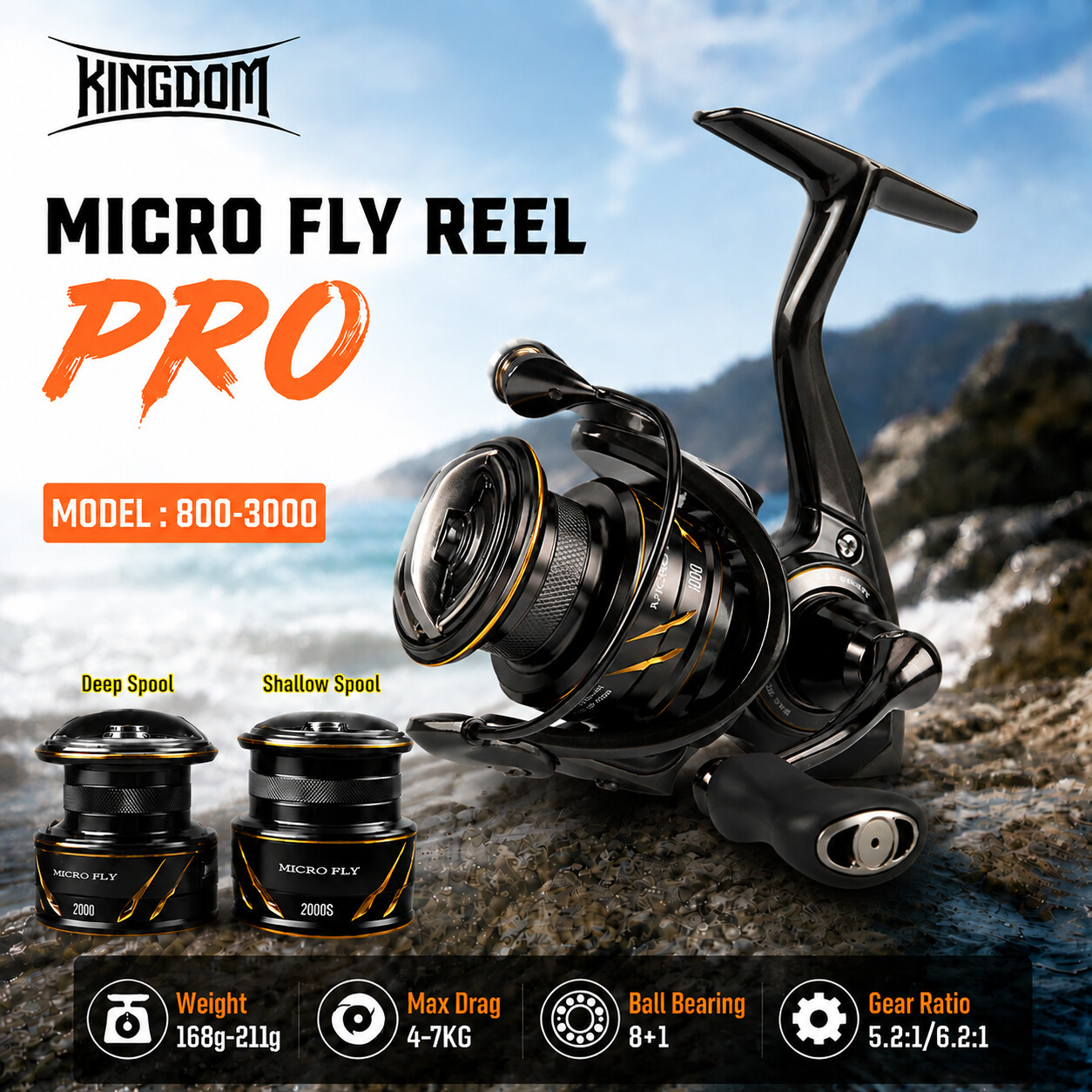 Kingdom Micro Fly Pro Fishing  - đánh giá và giá Kastking Reel Zephyr